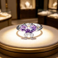 Bague papillon en améthyste naturelle – Ancrez votre énergie, ouvrez-vous à la chance