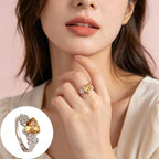 Bague en cristal naturel de citrine Cœur Ensoleillé – Lumière dorée, chance durable