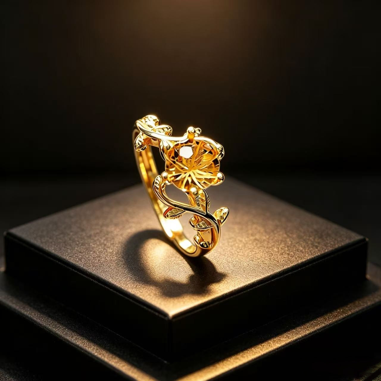 Twist Leaf Citrine Ring - Wealth Magnet