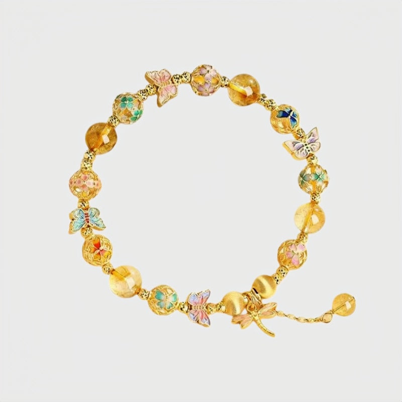 Golden Butterfly Natural Crystal Bracelet
