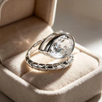 Bague Goutte d'Eau en Cristal Naturel Transparent