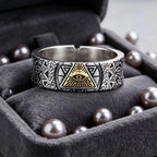 Bold Men's Evil Eye Ring Wide Band Silver – Block Negative Energy