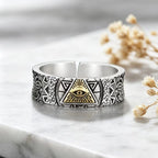 Bold Men's Evil Eye Ring Wide Band Silver – Block Negative Energy