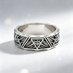 Wide Band Silver Obsidian Evil Eye Ring for Men – Protection & Luck