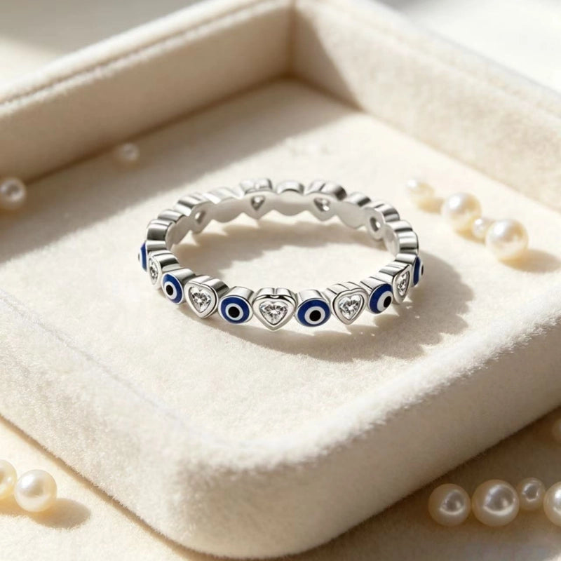 Blue Evil Eye Awareness Luck Ring