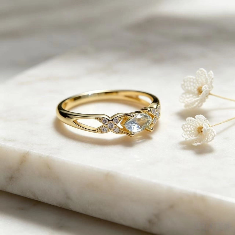 Natiural Aquamarine Intersection Fashion Ring - Clarity & Positive Flow