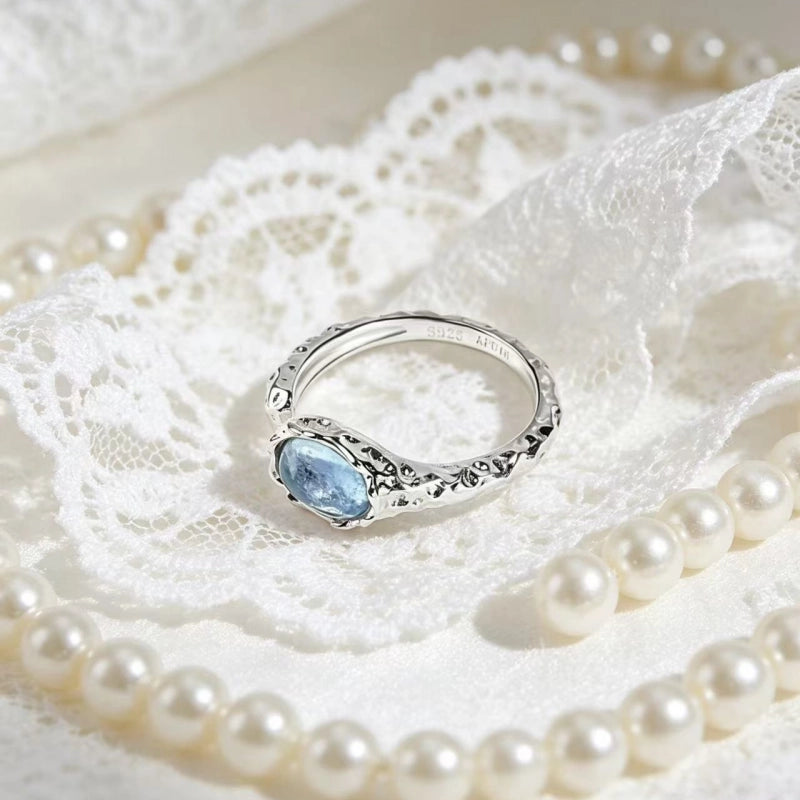 Aquamarine Lava Ring - Negative Energy Cleanse