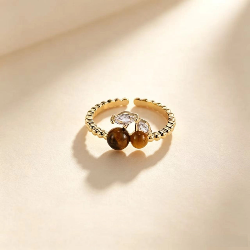 Tiger Eye Cherry Wealth Open Ring