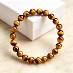 Bracelet Œil de Tigre Naturel — Perles Porte-Bonheur Attirant la Fortune