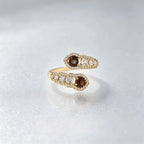 Bague en cristal œil de tigre brillant - Apportez la prospérité
