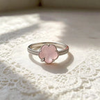 Lucky Rose Quartz Clover Ring