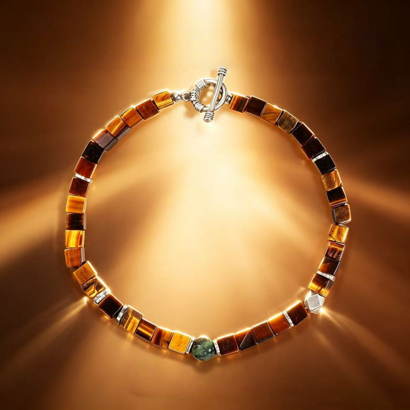 Timeless Shield Natural Tiger Eye Bracelet