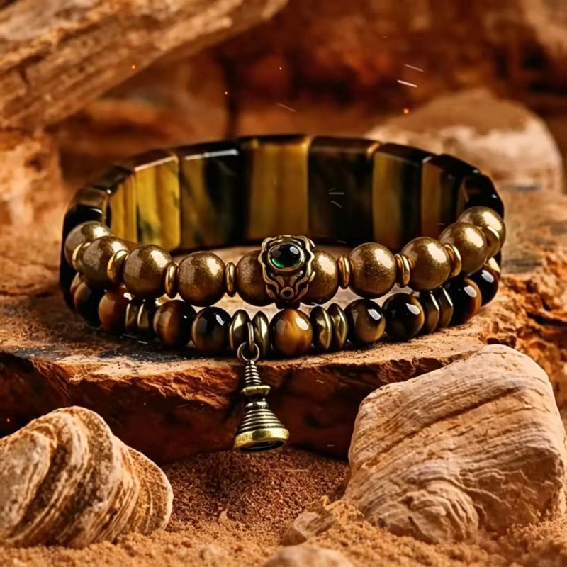 Stupa Zircon Natural Tiger Eye Bracelet