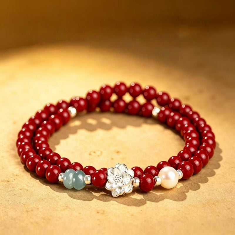 Red Lotus Renewal Natural Cinnabar Bracelet