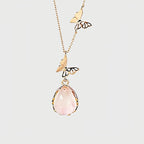 Collier Papillon Goutte de Quartz Rose - Attirez l'Amour et l'Énergie Douce