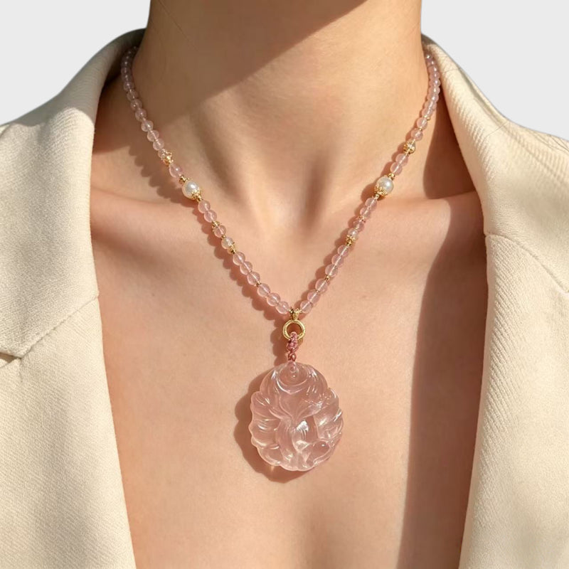 Rose Quartz Nine-tailed Fox – Charm & Spiritual Protection