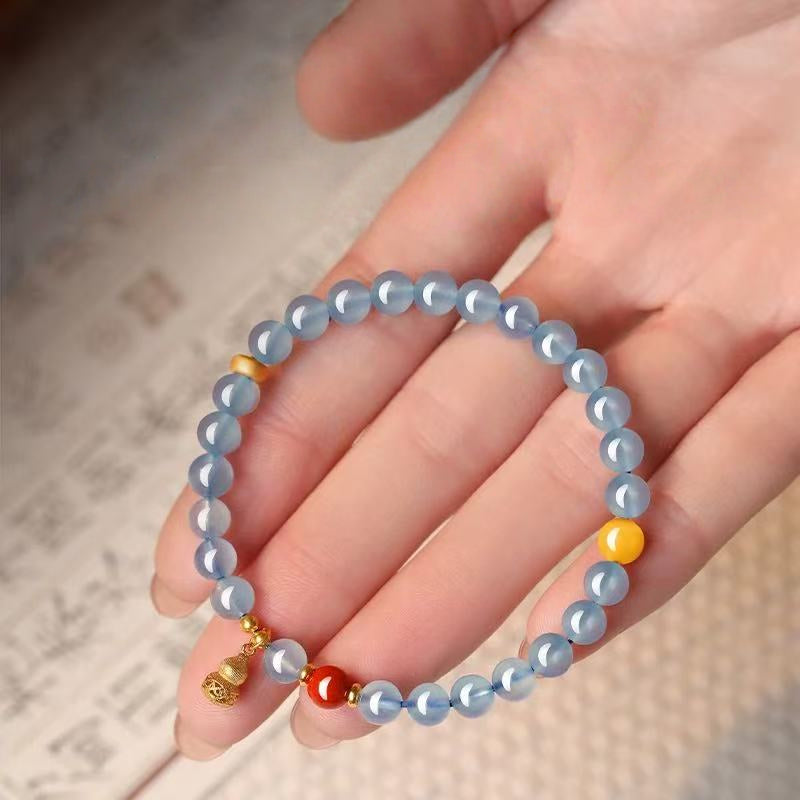 Fortune Gourd Natural Aquamarine Bracelet