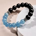 Bracelet Aigue-Marine et Obsidienne Guérison Océanique