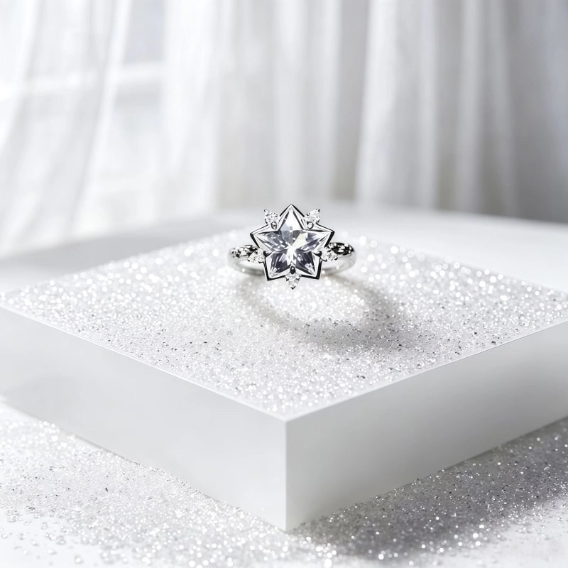 Trendy Starburst Natural Clear Crystal Ring