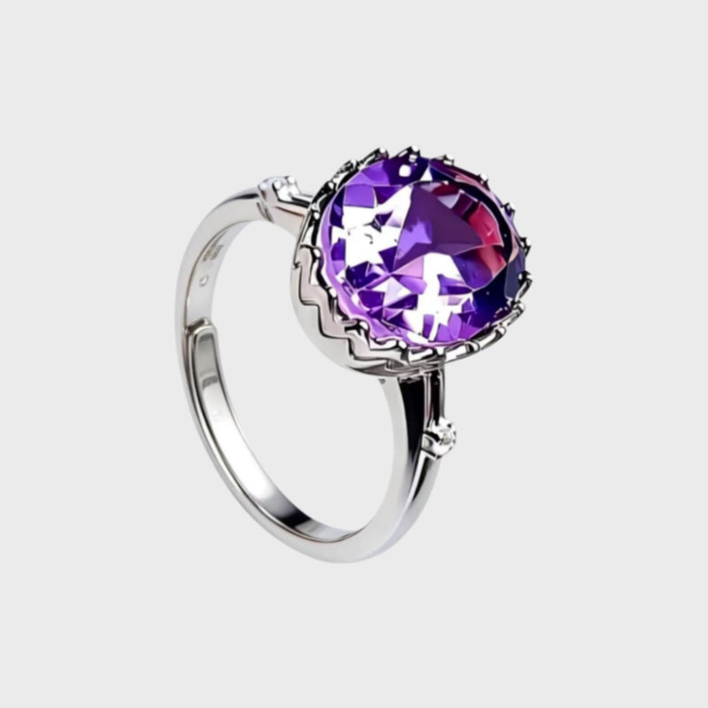 Shining Natural Amethyst Tiara Ring
