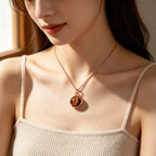 Collier Œil de Tigre Naturel — Collier ras du cou gravable Trèfle Porte-Bonheur Cadeau d'Anniversaire