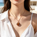 Natural Tiger Eye Necklace, Lucky Clover Engravable Birthday Gift Clavicle Necklace