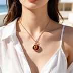 Collier Œil de Tigre Naturel — Collier ras du cou gravable Trèfle Porte-Bonheur Cadeau d'Anniversaire