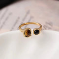 Natural Tiger Eye Stone Ring Retro Melad New Light Luxury Design Sense Courage Ring