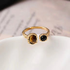 Bague en pierre Œil de Tigre naturel Rétro Melad Nouveau Luxe léger Design Sens Bague Courage