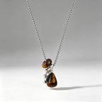 Natural Tiger Eye Stone Necklace — Teardrop Sweater Chain