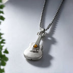 Natural Tiger Eye Stone Necklace — Personalized Guitar Pendant for Boyfriend