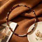 Natural Tiger Eye Stone Necklace — Maillard Square Broken Silver Chain