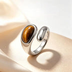 Natural Tiger Eye Stone Ring Serpentine Simple Opening Women's Ring