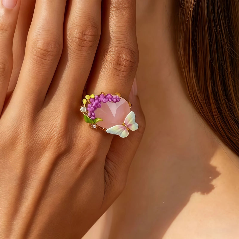 Bague Papillon de Rêve en Pierre Précieuse Lavande - Bague Calme