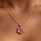 Collier Fleur de Cerisier Rose, Collier Polyvalent de Luxe Léger en Argent Pur