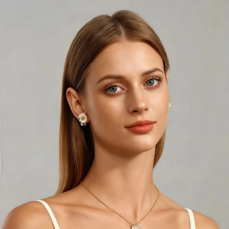 Boucles d'oreilles clous tournesol