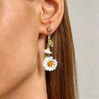 Spring Daisy Pendant Earrings - Pure Heart, Endless Bright Hope