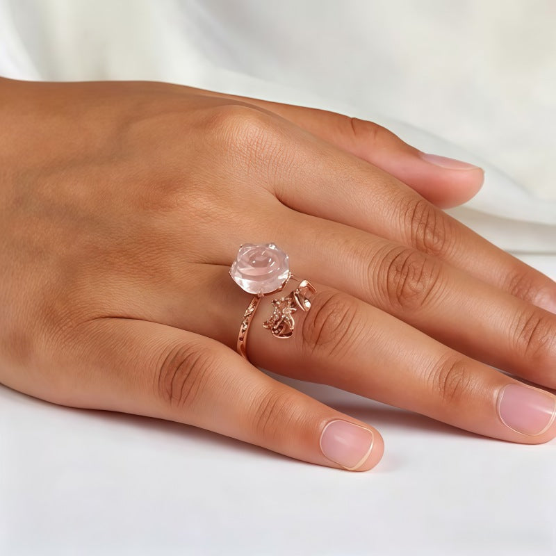 Rose Gold Natural Crystal Love Ring - Embrace Warmth and Luck