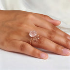 Rose Gold Natural Crystal Love Ring - Embrace Warmth and Luck