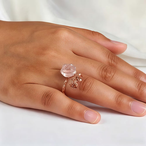 Rose Gold Natural Crystal Love Ring - Embrace Warmth and Luck