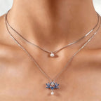 Enamel Blue Lotus Pearl Necklace - Tender Love & Peaceful Fortune