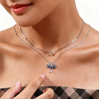 Enamel Blue Lotus Pearl Necklace - Tender Love & Peaceful Fortune