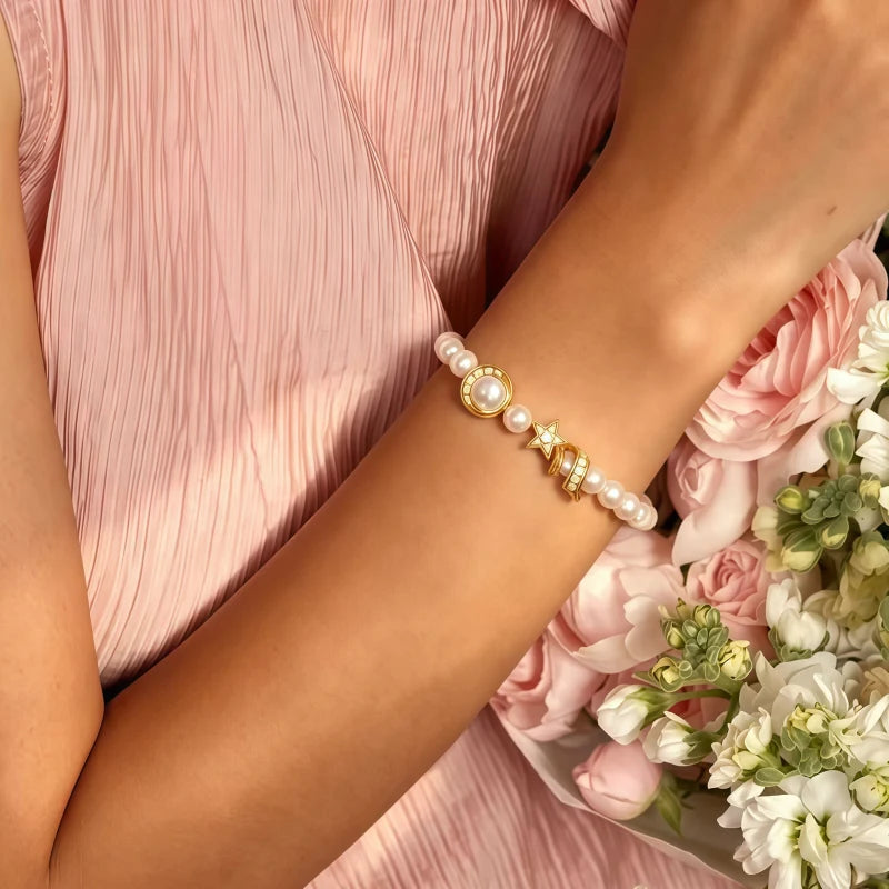 Moon & Star Pearl Bracelet - Love Covenant