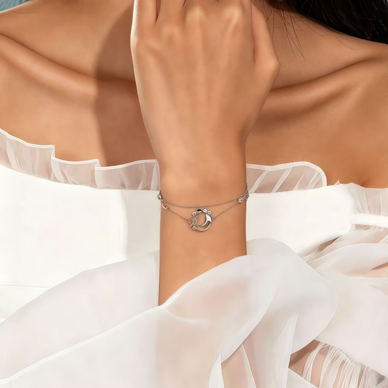 Aurora Crescent Starlight Double Layer S999 Bracelet - Carry Cosmic Blessings With You