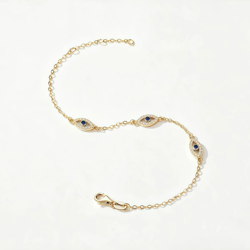 Bracelet délicat œil porte-bonheur en or