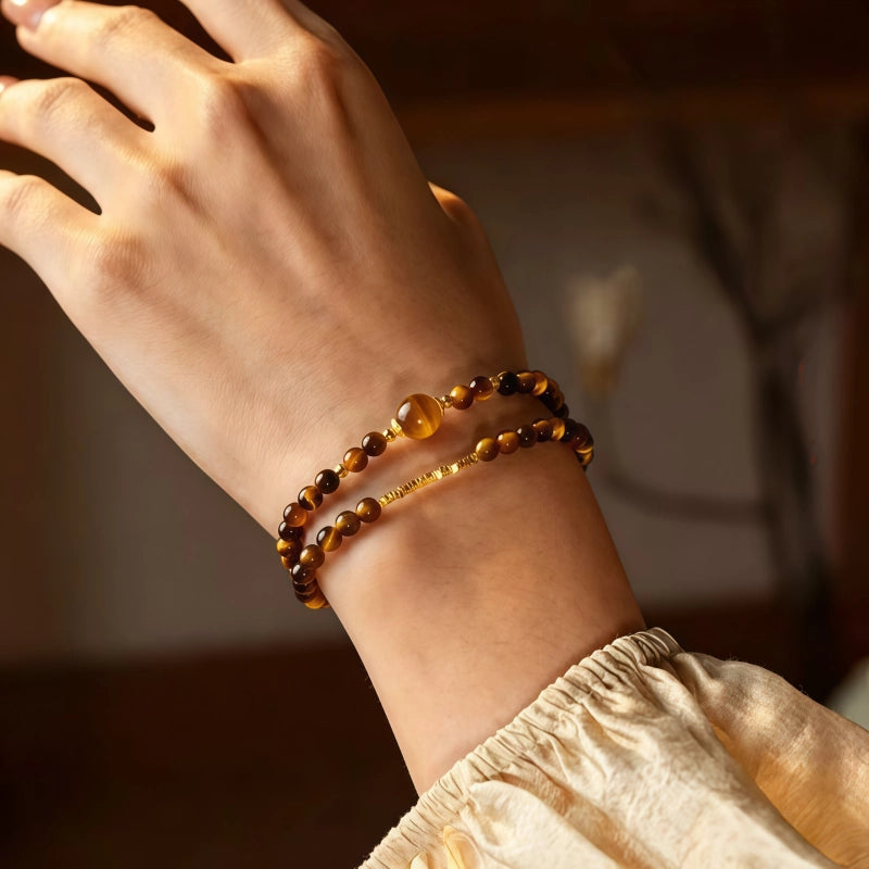 Natural Tiger Eye Double Layer Bracelet - Fortune-Attracting & Luck-Boosting