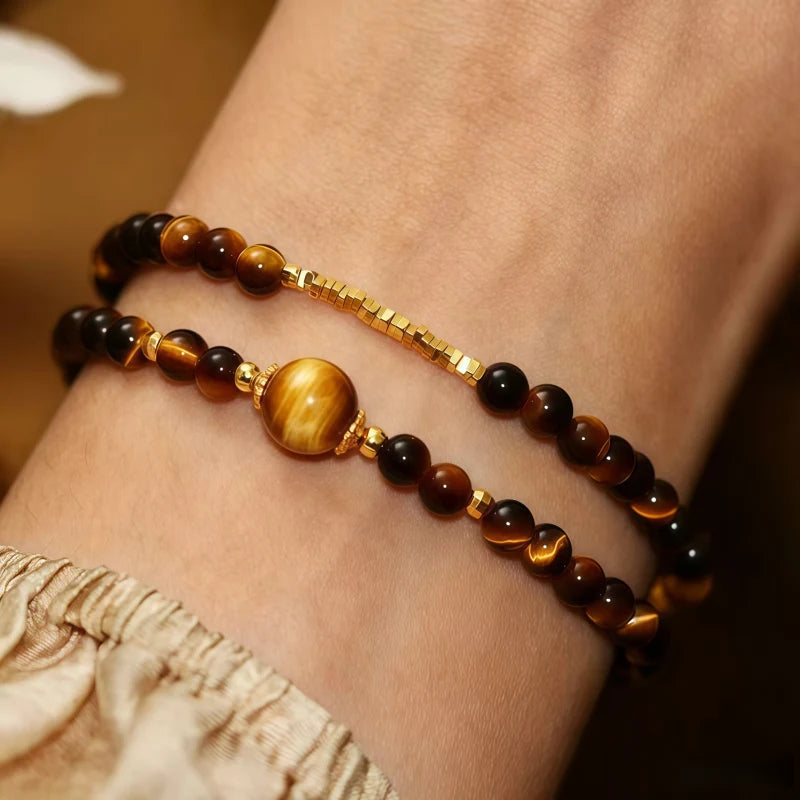 Natural Tiger Eye Double Layer Bracelet - Fortune-Attracting & Luck-Boosting