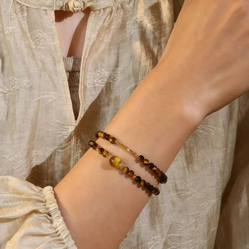 Natural Tiger Eye Double Layer Bracelet - Fortune-Attracting & Luck-Boosting
