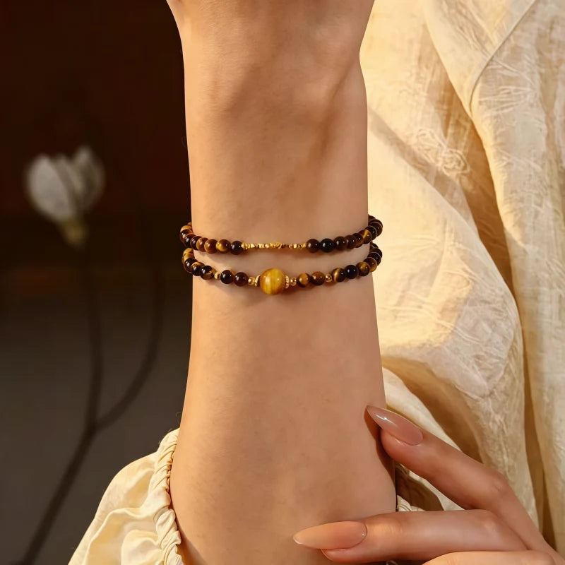 Natural Tiger Eye Double Layer Bracelet - Fortune-Attracting & Luck-Boosting