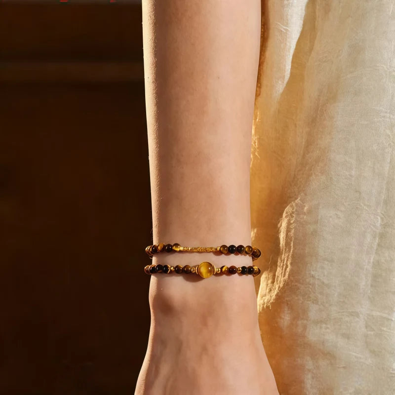Natural Tiger Eye Double Layer Bracelet - Fortune-Attracting & Luck-Boosting